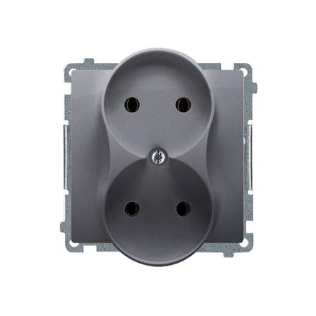 Gniazda-podwojne-podtynkowe - srebrne gniazdo podwójne bez uziemienia bmg2m.01/43 simon basic kontakt-simon 