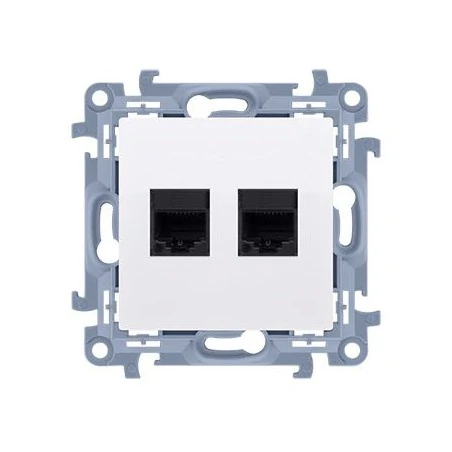 Gniazda-komputerowe - białe gniazdo komputerowe podwójne rj45 kat. 5e c52.01/11 simon 10 kontakt-simon 