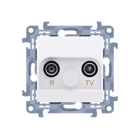 Gniazda-antenowe - białe gniazdo antenowe r-tv przelotowe simon 10 cap10.01/11 kontakt-simon 