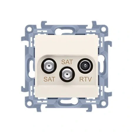 Gniazda-antenowe - kremowe gniazdo antenowe sat-sat-rtv simon 10 cask2.01/4 kontakt-simon 