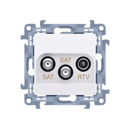 Gniazda-antenowe - białe gniazdo antenowe sat-sat-rtv simon 10 cask2.01/11 kontakt-simon 