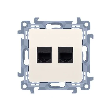 Gniazda-telefoniczne - kremowe gniazdo telefoniczne podwójne rj12 simon 10 ct2.01/41 kontakt-simon 