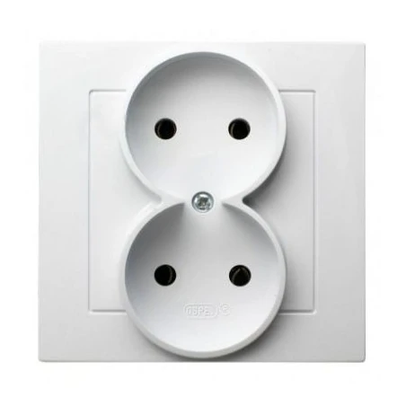 Gniazda-elektryczne - białe gniazdo podwójne bez uziemienia gp-2g/00 as ospel 