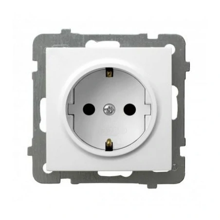 Gniazda-elektryczne - białe gniazdo pojedyncze z uziemieniem schuko gp-1gs as ospel 