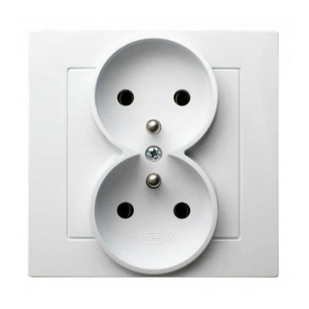 Gniazda-elektryczne - białe gniazdo podwójne z uziemieniem gp-2gz as ospel 