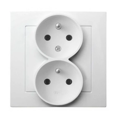 Gniazda-elektryczne - białe gniazdo podwójne z uziemieniem i funkcją niezmienności faz gp-2gc as ospel 