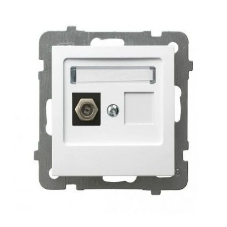 Gniazda-antenowe - gniazdo antenowe pojedyncze białe typu f gpa-1gf as ospel 