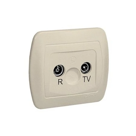Gniazda-antenowe - beżowe gniazdo antenowe r-tv przelotowe aa16/12 simon akord kontakt-simon 