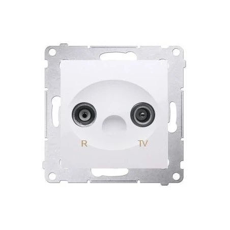 Gniazda-antenowe - białe gniazdo antenowe r-tv przelotowe dap10.01/11 simon 54 kontakt-simon 