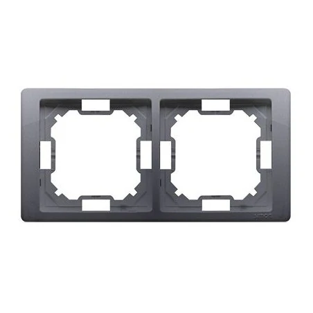 Ramki-instalacyjne - ramka podwójna srebrna matowa bmrc2/43 simon basic neos kontakt-simon 