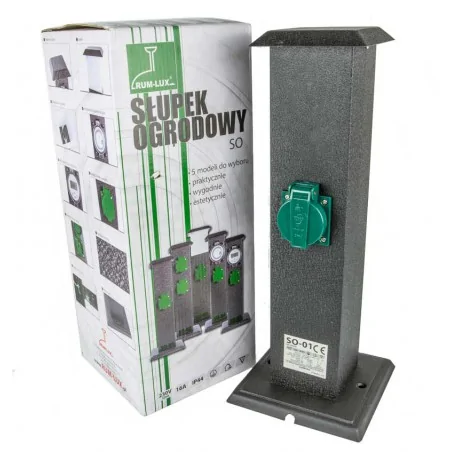 Slupki-ogrodowe - słupek ogrodowy z dwoma gniazdami hermetycznymi zielony/czarny ip44 so-01 rum-lux 