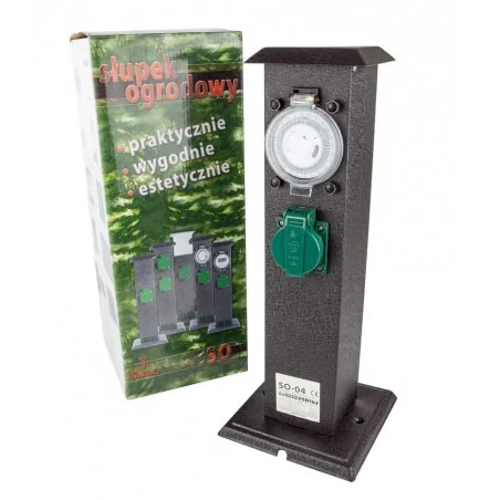 Slupki-ogrodowe - słupek ogrodowy z dwoma gniazdami hermetycznymi i programatorem wysokość 40cm 3680w ip44 so-04 rum-lux 