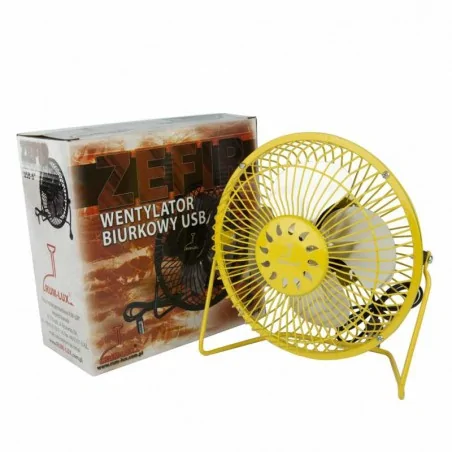 Wentylatory-na-biurko - wentylator biurkowy na usb żółty 18cm zefir rum-lux 