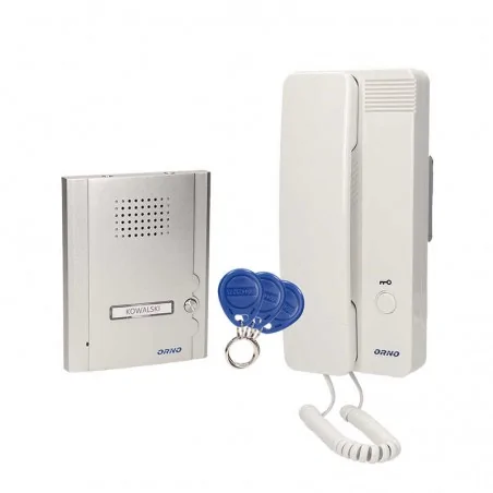 Domofony - zestaw domofonowy jednorodzinny z czytnikiem breloków podtynkowy legio orno 