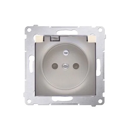 Gniazda-elektryczne - gniazdo wtyczkowe pojedyncze z klapką dymną ip44 złoty mat dgz1bz.01/44a simon 54 kontakt-simon 