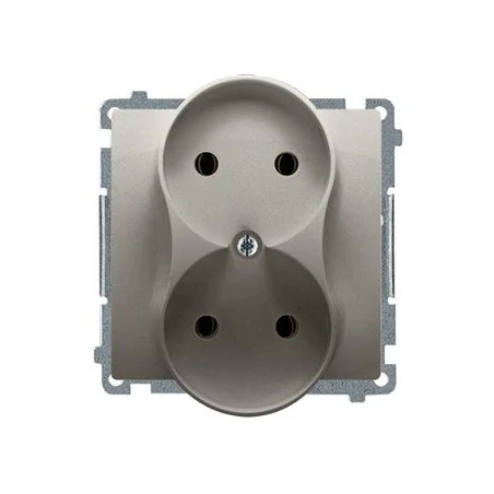 Gniazda-elektryczne - satynowe gniazdo wtyczkowe podwójne bez uziemienia bmg2m.01/29 simon basic kontakt-simon 