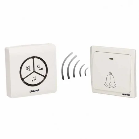 Dzwonki-do-drzwi - dzwonek bezprzewodowy do drzwi 230v z learning system i bezbateryjnym przyciskiem smartek ac or-db-lt-126 orno 