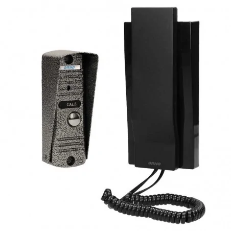 Domofony - zestaw domofonowy jednorodzinny wandaloodporny fornax czarny orno 