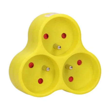 Rozgalezniki - limonkowy rozgalęźnik na trzy gniazda z uziemieniem okrągłe 3x2p+z or-ae-13134/l orno 