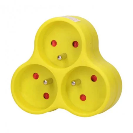 Rozgalezniki - limonkowy rozgalęźnik na trzy gniazda z uziemieniem okrągłe 3x2p+z or-ae-13134/l orno 