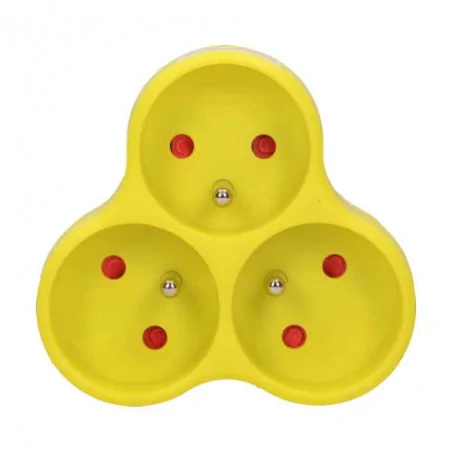 Rozgalezniki - limonkowy rozgalęźnik na trzy gniazda z uziemieniem okrągłe 3x2p+z or-ae-13134/l orno 