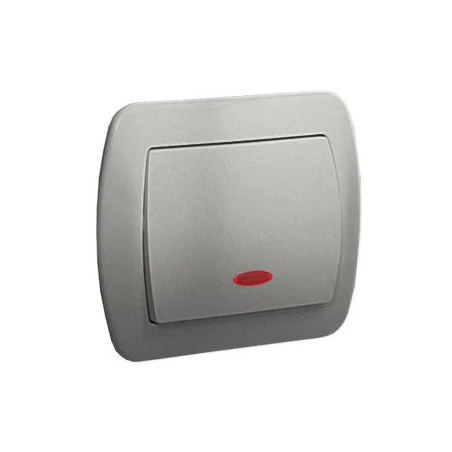 Wylaczniki-jednobiegunowe - srebrny włącznik jednobiegunowy z podświetleniem aw1l/26 simon akord kontakt-simon 