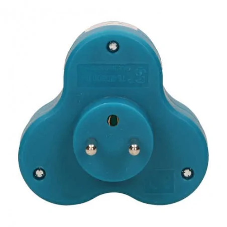 Rozgalezniki - turkusowy potrójny rozgałęźnik z uziemieniem 3x2p+z or-ae-13134/t orno 