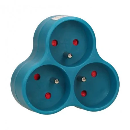 Rozgalezniki - turkusowy potrójny rozgałęźnik z uziemieniem 3x2p+z or-ae-13134/t orno 