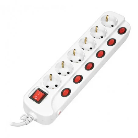 Listwy-zasilajace - listwa zasilająca na 6 gniazd z uziemieniem schuko o długości 1,5m z podświetlanym wyłącznikami or-ae-13162(gs)/1,5m orno 