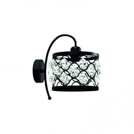 Lampy-sufitowe - okrągły kinkiet ozdobiony kryształkami czarny e27 20w il mio vejle 310163 polux 