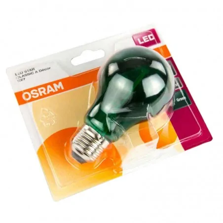 Gwint-trzonek-e27 - zielona żarówka led star deco classic a a60 2w 45lm 7500k osram 