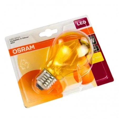 Gwint-trzonek-e27 - żółta dekoracyjna żarówka led star decor a60 2w 235lm 2200lm osram 