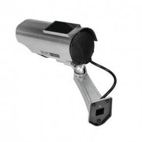 Wideodomofony - atrapa kamery monitorującej cctv z panelem solarnym srebrna 2xaa or-ak-1207/g orno 