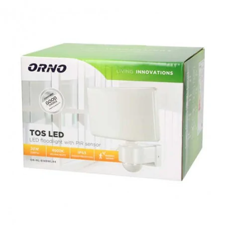 Naswietlacze-led-30w - biały naświetlacz led ogrodowy z czujnikiem ruchu pir 30w neutralny 4000k ip65 tos led or-nl-6148wlr4 orno 