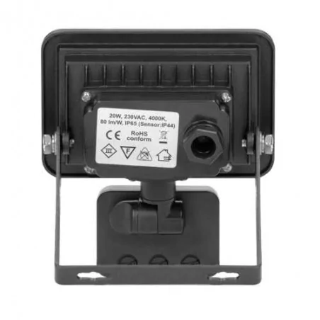 Naswietlacze-led-20w - naświetlacz led z czujnikiem ruchu pir 20w czarny bulled s or-nl-6136blr4 orno 