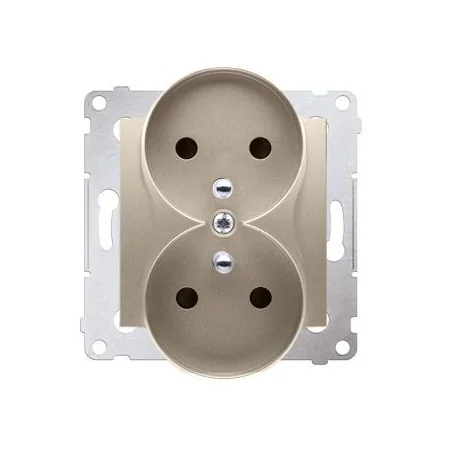 Gniazda-elektryczne - gniazdo podwójne z uziemieniem z przesłonami złoty mat dgz2mz.01/44 simon 54 kontakt-simon 