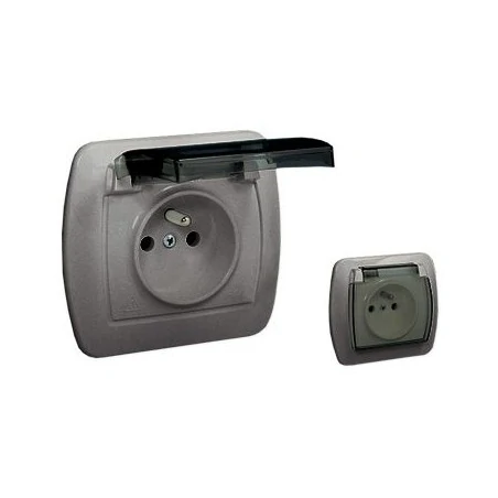 Gniazda-elektryczne - srebrne gniazdo pojedyncze z uziemieniem ip44 agz1be/26a simon akord kontakt-simon 