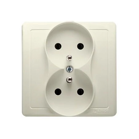Gniazda-elektryczne - beżowe gniazdo wtyczkowe podwójne z uziemieniem bmgz2/12 simon basic kontakt-simon 