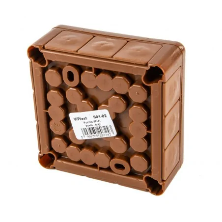 Puszki-natynkowe - puszka n/t brązowa z dławicami brązowa ip55 041-02 vp-41 viplast 