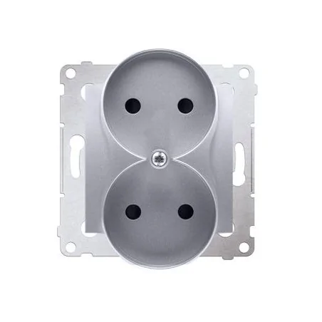 Gniazda-elektryczne - gniazdo podwójne bez uziemienia z przesłonami srebrny mat  dg2mz.01/43 simon 54 kontakt-simon 