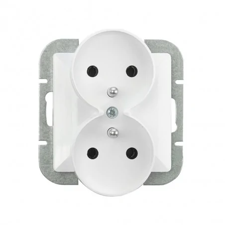 Gniazda-elektryczne - gniazdo podwójne podtynkowe białe pt-6pr perła abex 