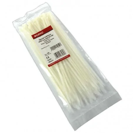 Szybkozlaczki - opaska kablowa 250x3.6 biała opk 3,6-250-n/100 erko 