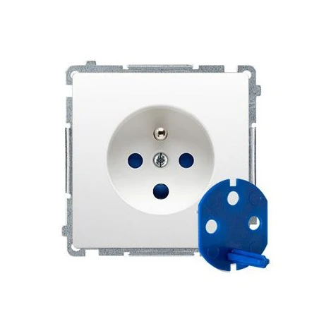 Gniazda-elektryczne - białe gniazdo wtyczkowe data z kluczem uprawniającym bmgd1.01/11 simon basic kontakt-simon 