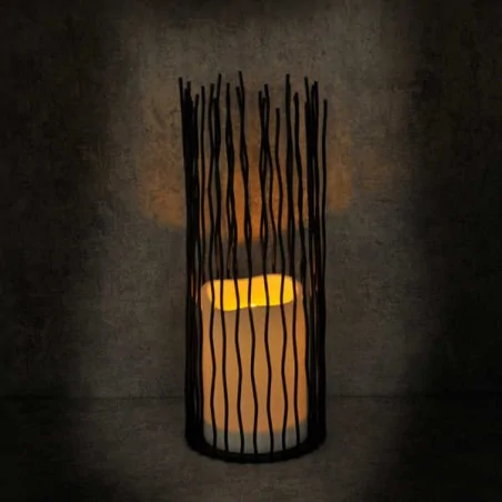 Latarenki-ogrodowe - dekoracyjna latarenka ogrodowa czarna ciepłe światło 2200k ip44 35cm nyborg xl 313294 polux 