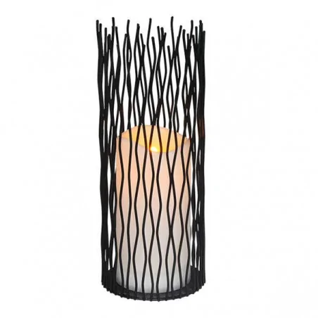 Latarenki-ogrodowe - dekoracyjna latarenka ogrodowa czarna ciepłe światło 2200k ip44 35cm nyborg xl 313294 polux 