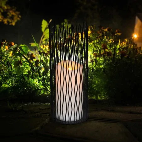 Latarenki-ogrodowe - dekoracyjna latarenka ogrodowa czarna ciepłe światło 2200k ip44 35cm nyborg xl 313294 polux 