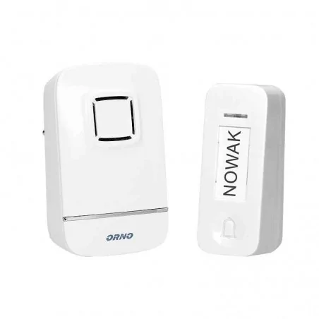 Dzwonki-do-drzwi-bezprzewodowe - dzwonek bezprzewodowy do drzwi 230v z learning system i bezbateryjnym przyciskiem kinetic ac or-db-av-132 orno 