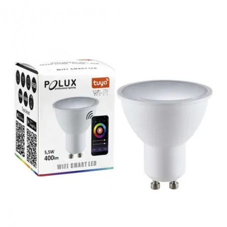 Gwint-trzonek-gu10 - żarówka led gu10 sterowana telefonem 5,5w 400lm 3000k-6500k+rgb wi-fi smart led 313805 polux 