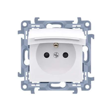 Gniazda-elektryczne - białe gniazdo pojedyncze ip44 z klapką cgz1b.01/11 simon 10 kontakt-simon 
