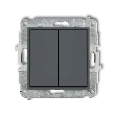 Wylaczniki-podwojne - grafitowy matowy włącznik podwójny 28mwp-2 deco mini karlik 